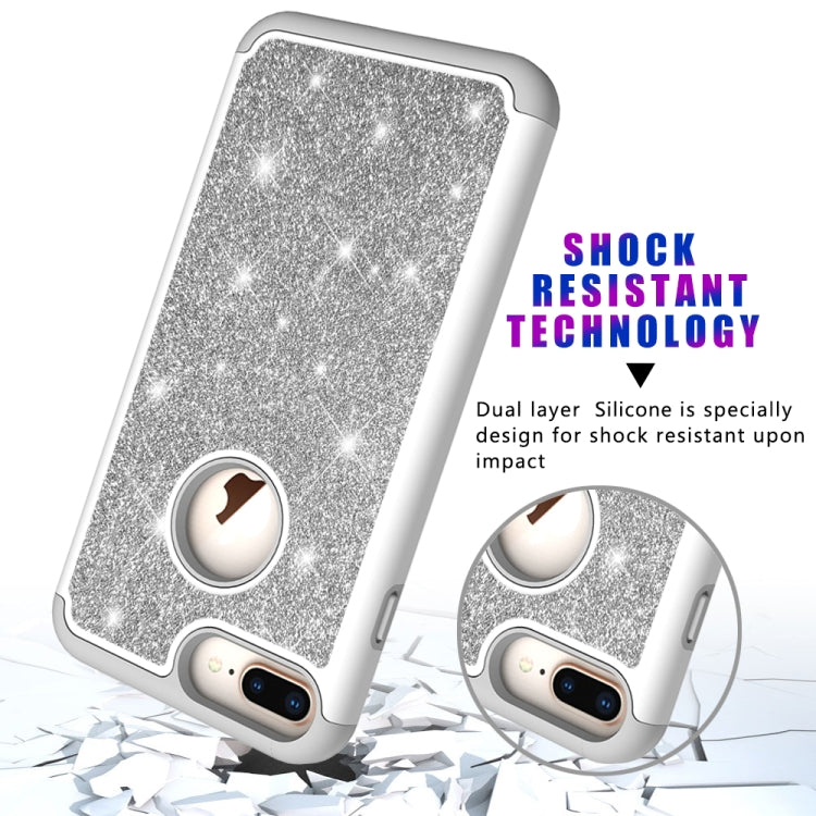 Glitter Powder Contrast Skin Shockproof Silicone + PC Protective Case for iPhone 6 Plus & 6s Plus & 7 Plus & 8 Plus