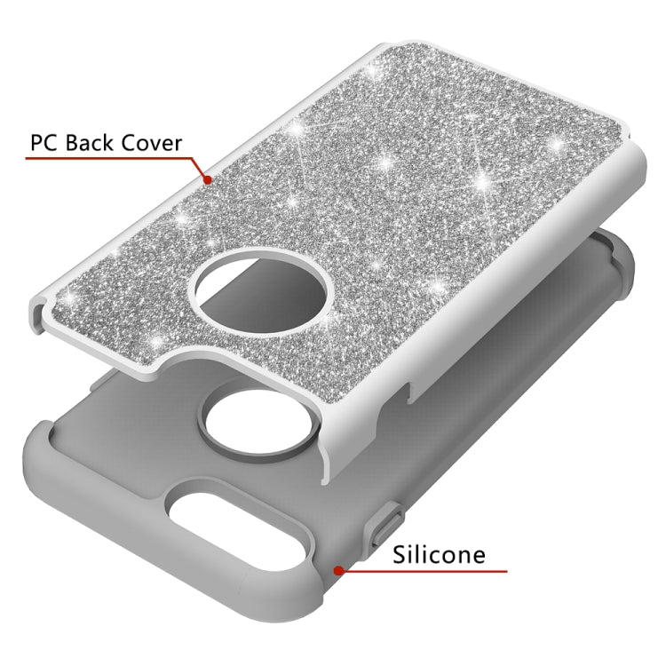 Glitter Powder Contrast Skin Shockproof Silicone + PC Protective Case for iPhone 6 Plus & 6s Plus & 7 Plus & 8 Plus