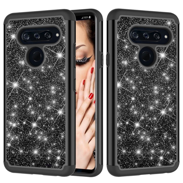 Glitter Powder Contrast Skin Shockproof Silicone + PC Protective Case for LG V40 ThinQ