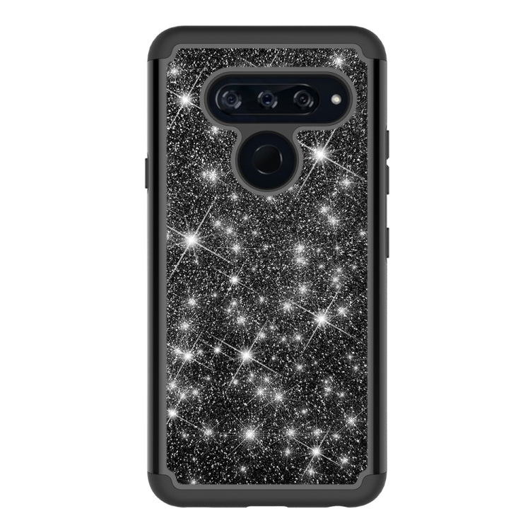 Glitter Powder Contrast Skin Shockproof Silicone + PC Protective Case for LG V40 ThinQ