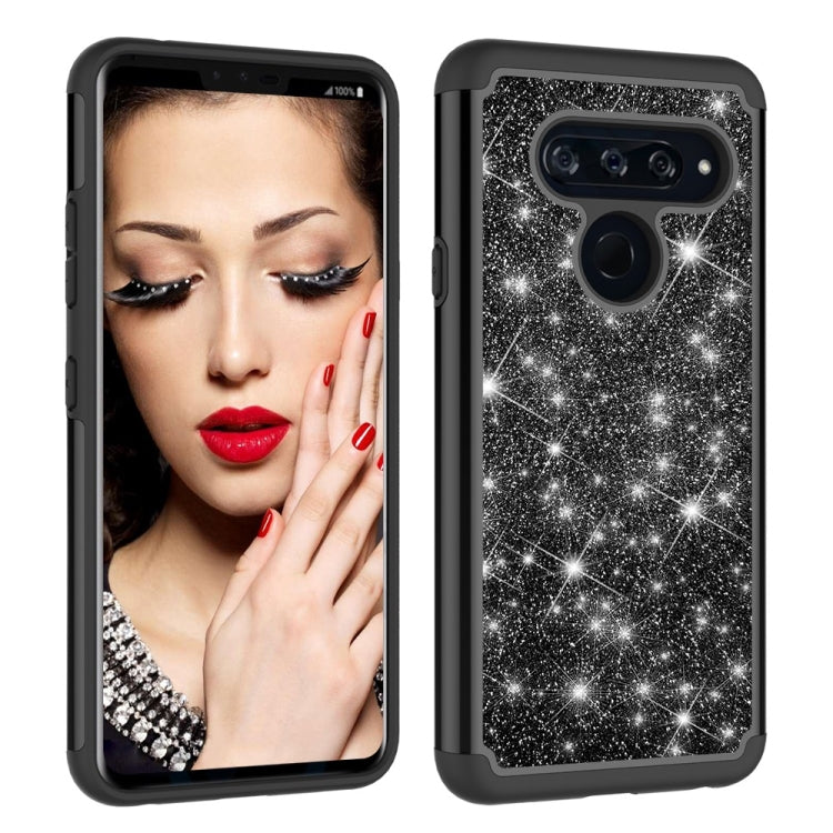 Glitter Powder Contrast Skin Shockproof Silicone + PC Protective Case for LG V40 ThinQ