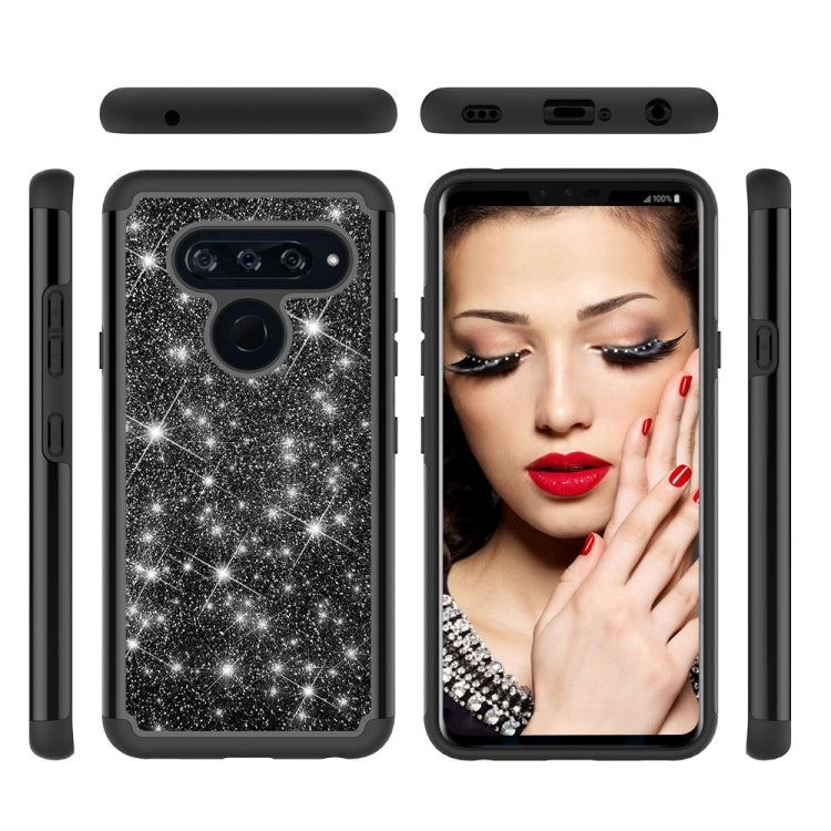 Glitter Powder Contrast Skin Shockproof Silicone + PC Protective Case for LG V40 ThinQ
