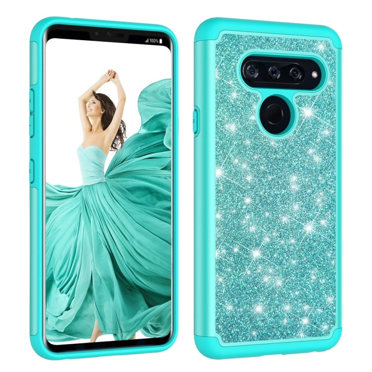 Glitter Powder Contrast Skin Shockproof Silicone + PC Protective Case for LG V40 ThinQ