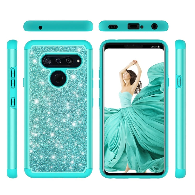 Glitter Powder Contrast Skin Shockproof Silicone + PC Protective Case for LG V40 ThinQ
