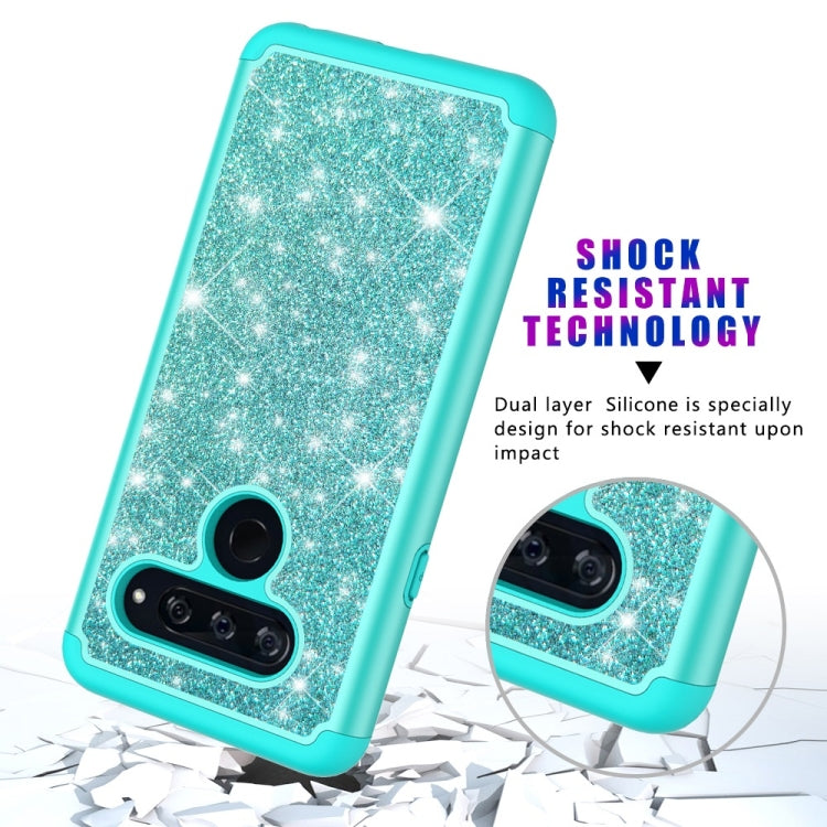 Glitter Powder Contrast Skin Shockproof Silicone + PC Protective Case for LG V40 ThinQ