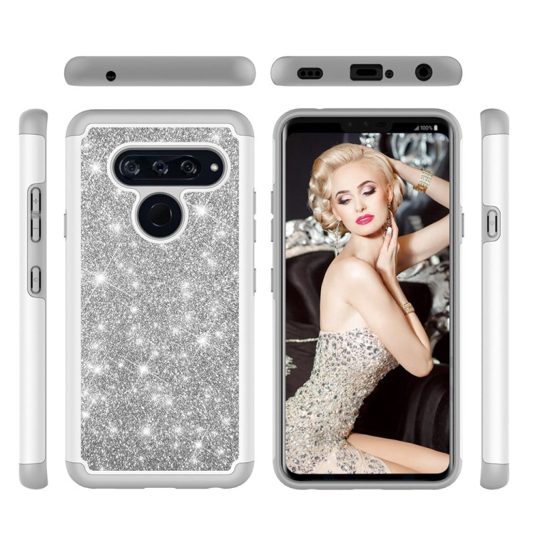 Glitter Powder Contrast Skin Shockproof Silicone + PC Protective Case for LG V40 ThinQ