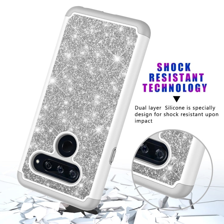 Glitter Powder Contrast Skin Shockproof Silicone + PC Protective Case for LG V40 ThinQ