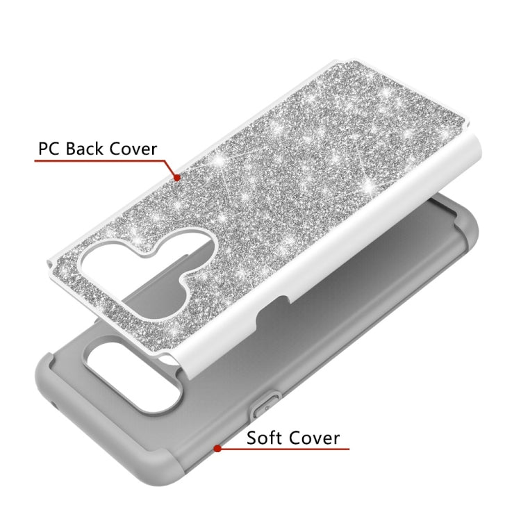 Glitter Powder Contrast Skin Shockproof Silicone + PC Protective Case for LG V40 ThinQ