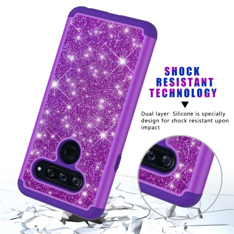 Glitter Powder Contrast Skin Shockproof Silicone + PC Protective Case for LG V40 ThinQ