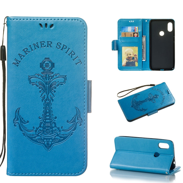 Pressed Printing Mermaid Anchor Pattern Horizontal Flip PU Leather Case for Xiaomi Redmi Note 6 Pro, with Holder & Card Slots & Wallet & Photo Frame