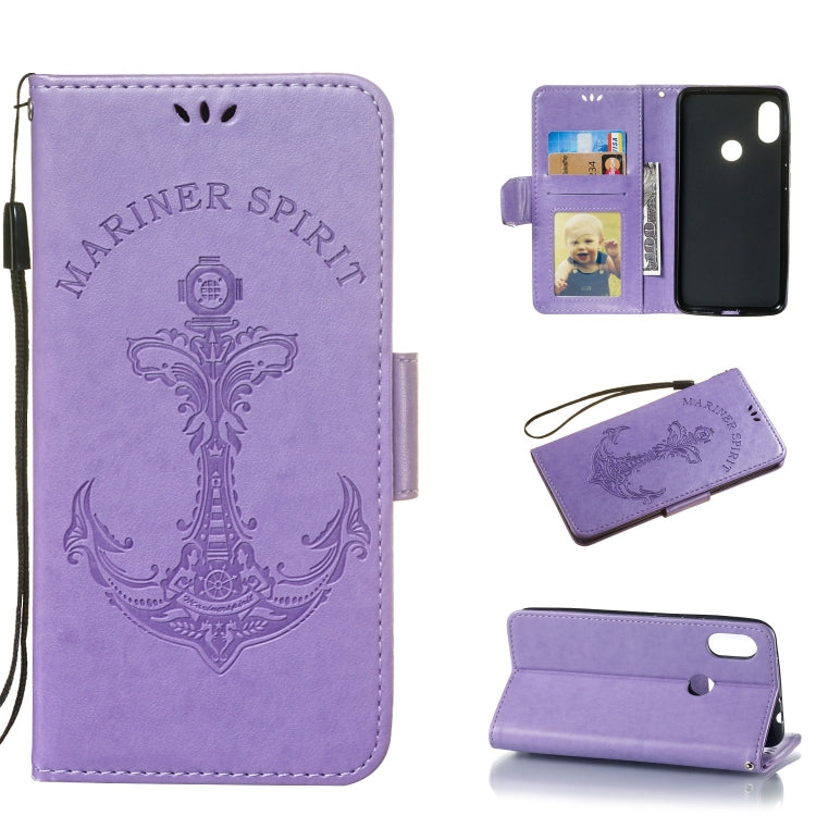 Pressed Printing Mermaid Anchor Pattern Horizontal Flip PU Leather Case for Xiaomi Redmi Note 6 Pro, with Holder & Card Slots & Wallet & Photo Frame