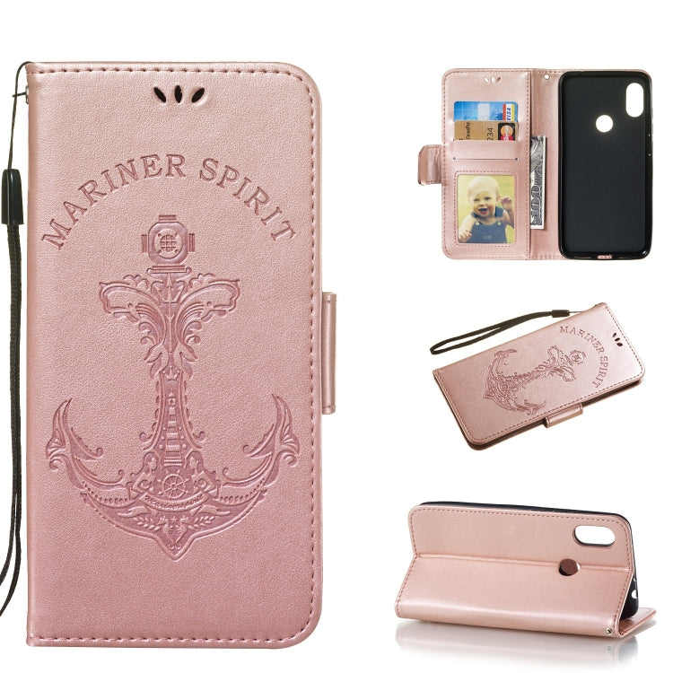 Pressed Printing Mermaid Anchor Pattern Horizontal Flip PU Leather Case for Xiaomi Redmi Note 6 Pro, with Holder & Card Slots & Wallet & Photo Frame