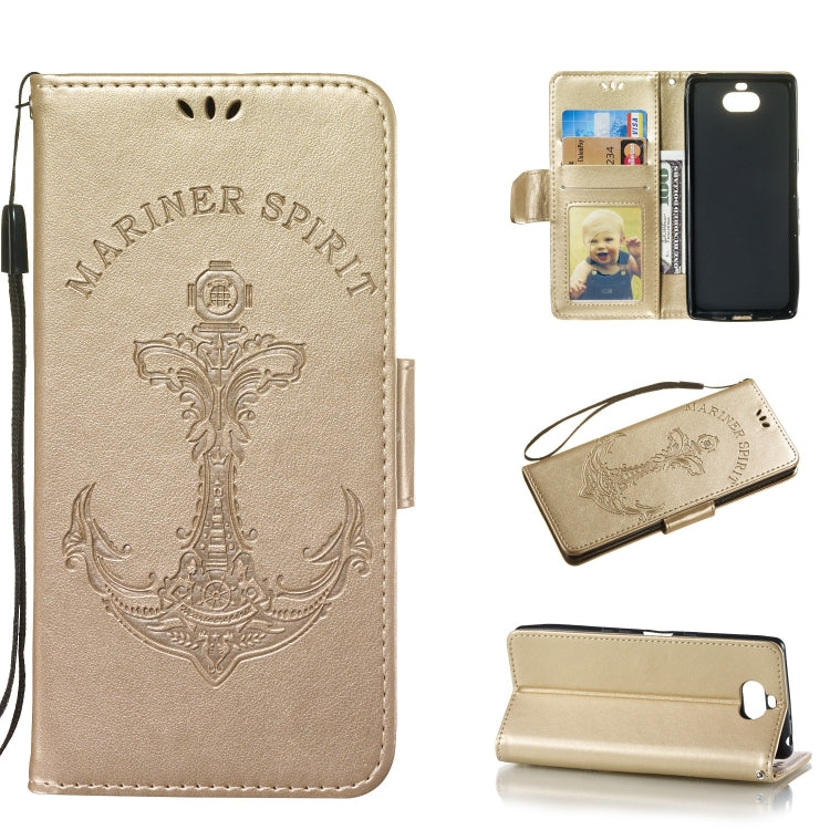 Pressed Printing Mermaid Anchor Pattern Horizontal Flip PU Leather Case for Sony Xperia 10 / XA3, with Holder & Card Slots & Wallet & Photo Frame
