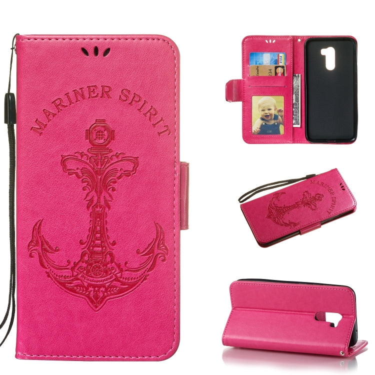 Pressed Printing Mermaid Anchor Pattern Horizontal Flip PU Leather Case for Xiaomi Pocophone F1, with Holder & Card Slots & Wallet & Photo Frame