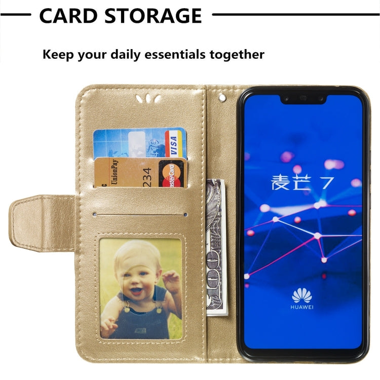 Pressed Printing Mermaid Anchor Pattern Horizontal Flip PU Leather Case for Huawei Mate 20 Lite / Maimang 7, with Holder & Card Slots & Wallet & Photo Frame