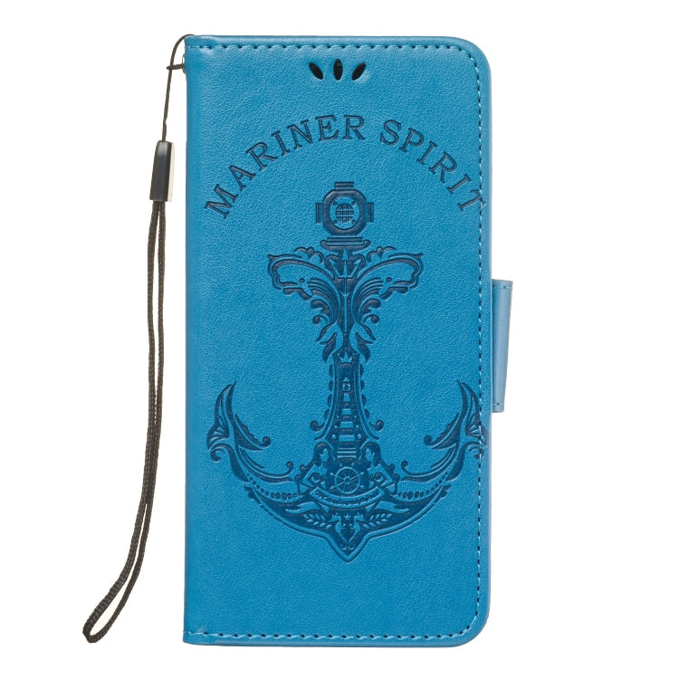 Pressed Printing Mermaid Anchor Pattern Horizontal Flip PU Leather Case for Galaxy A7 (2018) / A750, with Holder & Card Slots & Wallet & Photo Frame