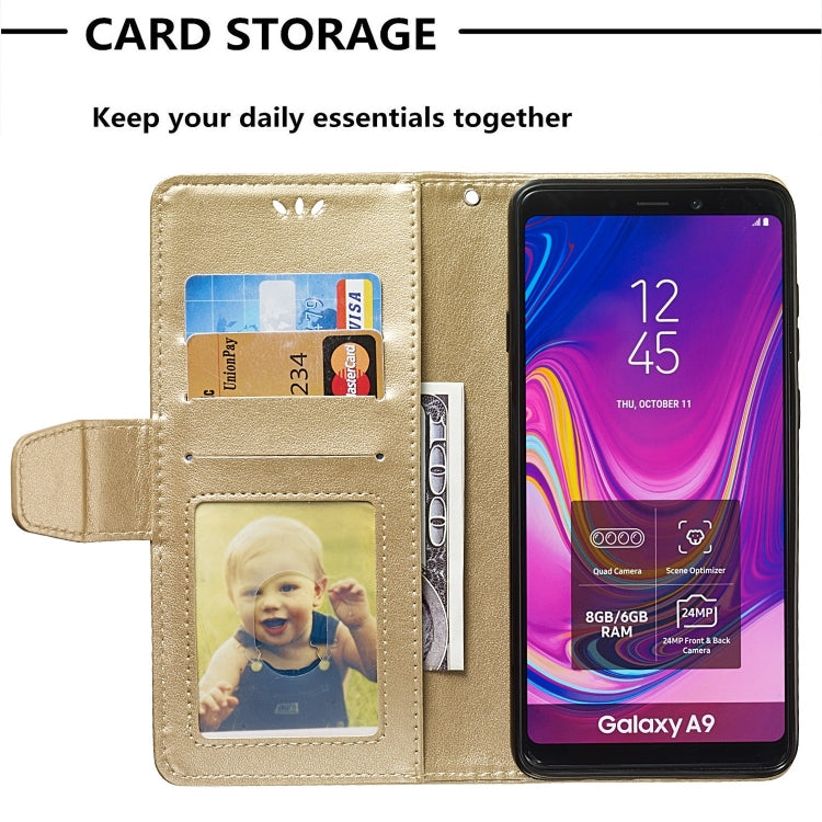 Pressed Printing Mermaid Anchor Pattern Horizontal Flip PU Leather Case for Galaxy A9 (2018), with Holder & Card Slots & Wallet & Photo Frame