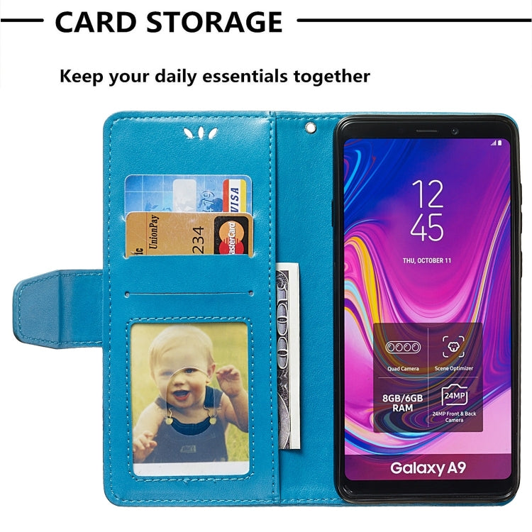 Pressed Printing Mermaid Anchor Pattern Horizontal Flip PU Leather Case for Galaxy A9 (2018), with Holder & Card Slots & Wallet & Photo Frame