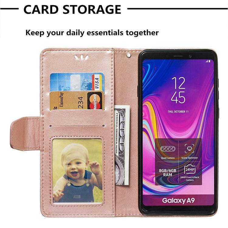 Pressed Printing Mermaid Anchor Pattern Horizontal Flip PU Leather Case for Galaxy A9 (2018), with Holder & Card Slots & Wallet & Photo Frame