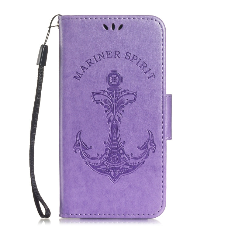 Pressed Printing Mermaid Anchor Pattern Horizontal Flip PU Leather Case for Galaxy J3 (2018) US Version, with Holder & Card Slots & Wallet & Photo Frame