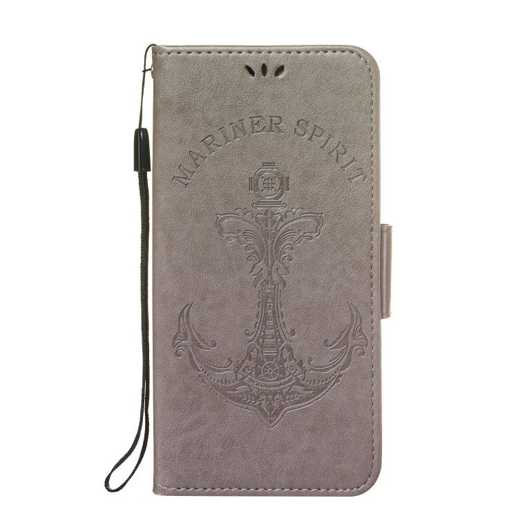 Pressed Printing Mermaid Anchor Pattern Horizontal Flip PU Leather Case for Galaxy J4 (2018) EU Version, with Holder & Card Slots & Wallet & Photo Frame