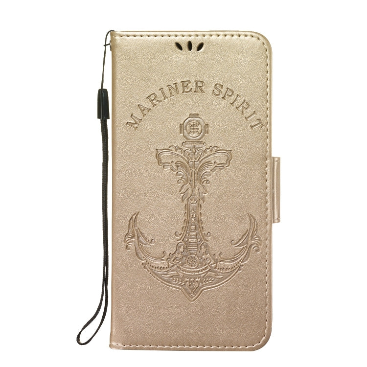 Pressed Printing Mermaid Anchor Pattern Horizontal Flip PU Leather Case for Galaxy J4 (2018) EU Version, with Holder & Card Slots & Wallet & Photo Frame