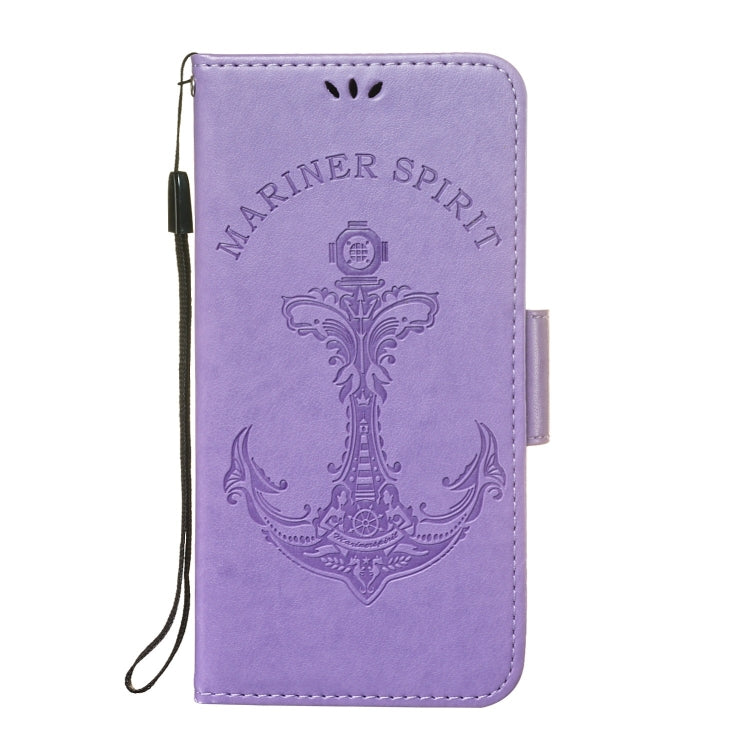 Pressed Printing Mermaid Anchor Pattern Horizontal Flip PU Leather Case for Galaxy J4+, with Holder & Card Slots & Wallet & Photo Frame