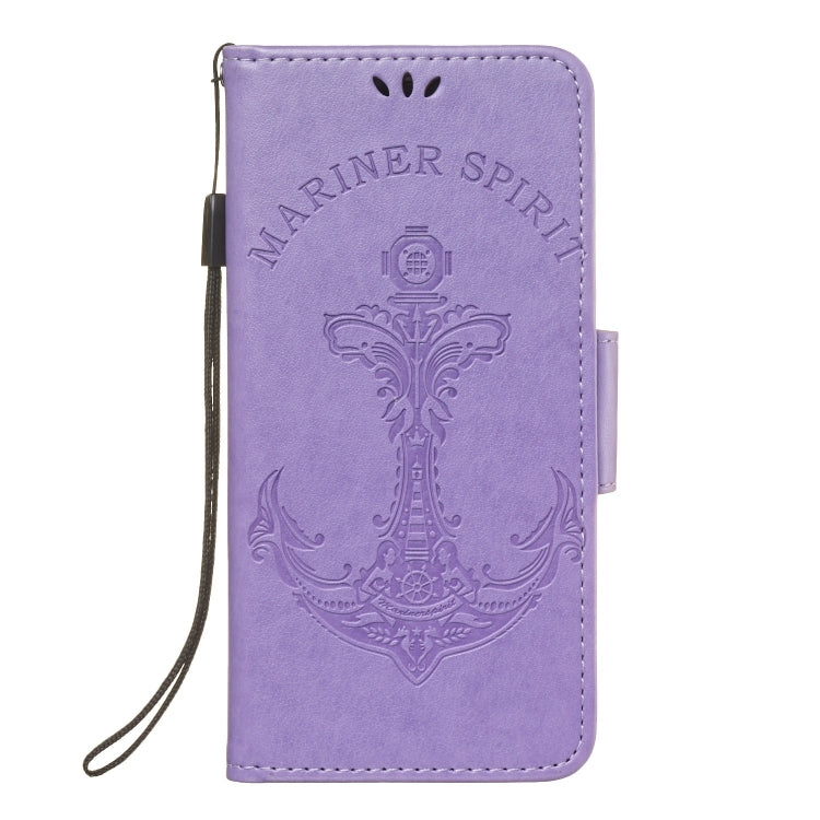 Pressed Printing Mermaid Anchor Pattern Horizontal Flip PU Leather Case for Galaxy J6 (2018) EU Version, with Holder & Card Slots & Wallet & Photo Frame