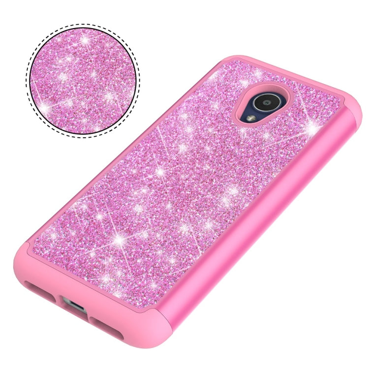Glitter Powder Contrast Skin Shockproof Silicone + PC Protective Case for Alcatel 1X Evolve / Alcatel TCL LX / Alcatel IdealXtra 2018