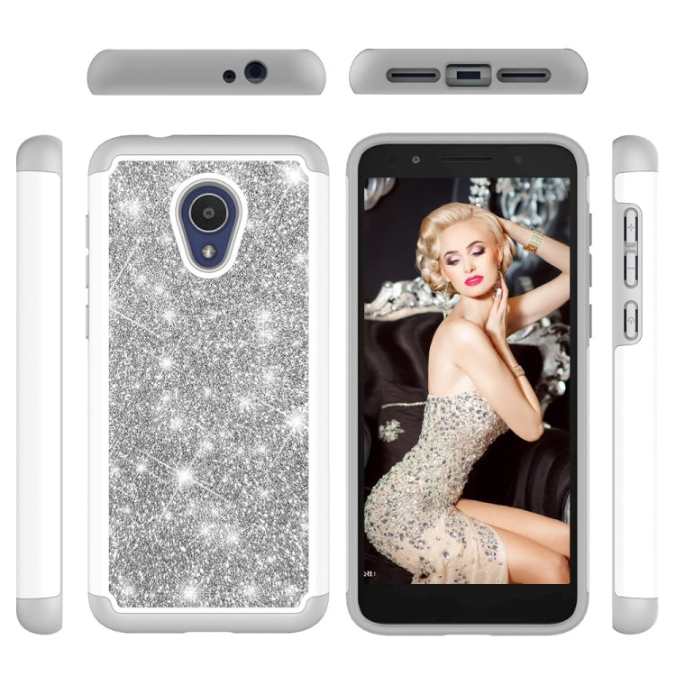 Glitter Powder Contrast Skin Shockproof Silicone + PC Protective Case for Alcatel 1X Evolve / Alcatel TCL LX / Alcatel IdealXtra 2018