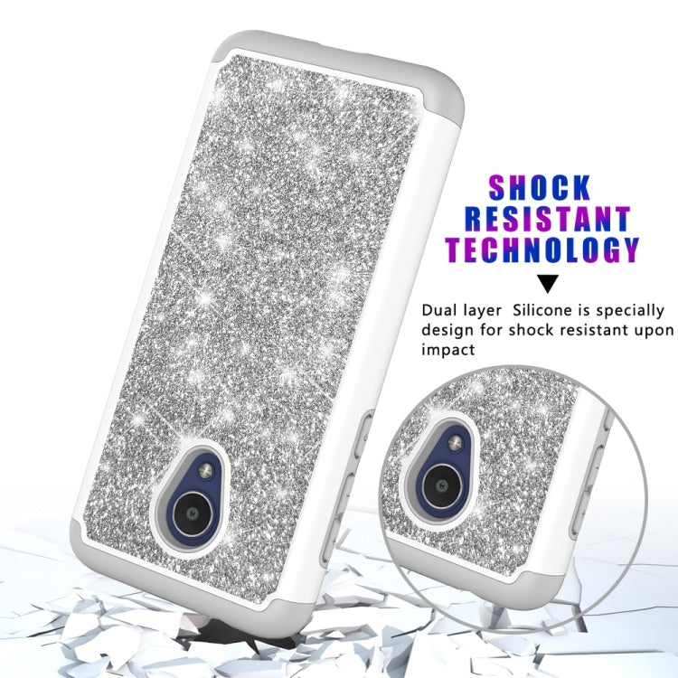 Glitter Powder Contrast Skin Shockproof Silicone + PC Protective Case for Alcatel 1X Evolve / Alcatel TCL LX / Alcatel IdealXtra 2018