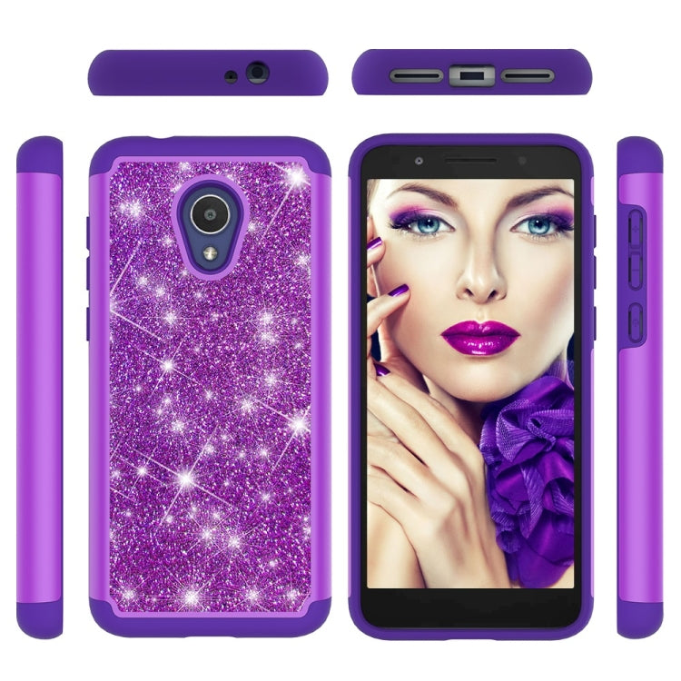 Glitter Powder Contrast Skin Shockproof Silicone + PC Protective Case for Alcatel 1X Evolve / Alcatel TCL LX / Alcatel IdealXtra 2018