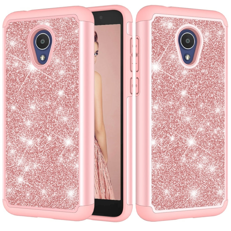Glitter Powder Contrast Skin Shockproof Silicone + PC Protective Case for Alcatel 1X Evolve / Alcatel TCL LX / Alcatel IdealXtra 2018