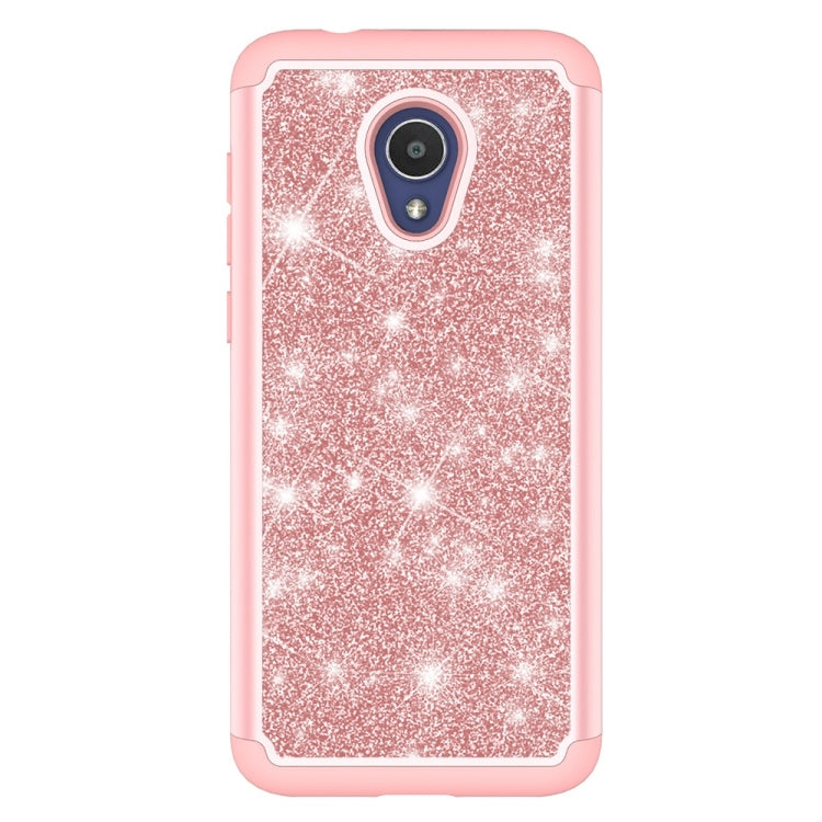 Glitter Powder Contrast Skin Shockproof Silicone + PC Protective Case for Alcatel 1X Evolve / Alcatel TCL LX / Alcatel IdealXtra 2018