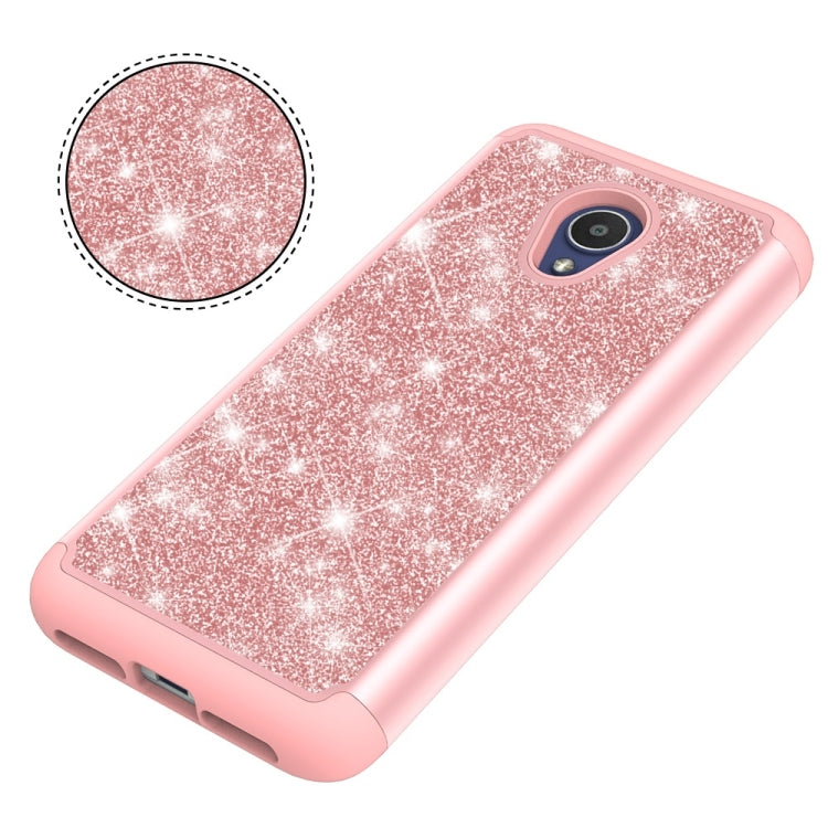 Glitter Powder Contrast Skin Shockproof Silicone + PC Protective Case for Alcatel 1X Evolve / Alcatel TCL LX / Alcatel IdealXtra 2018