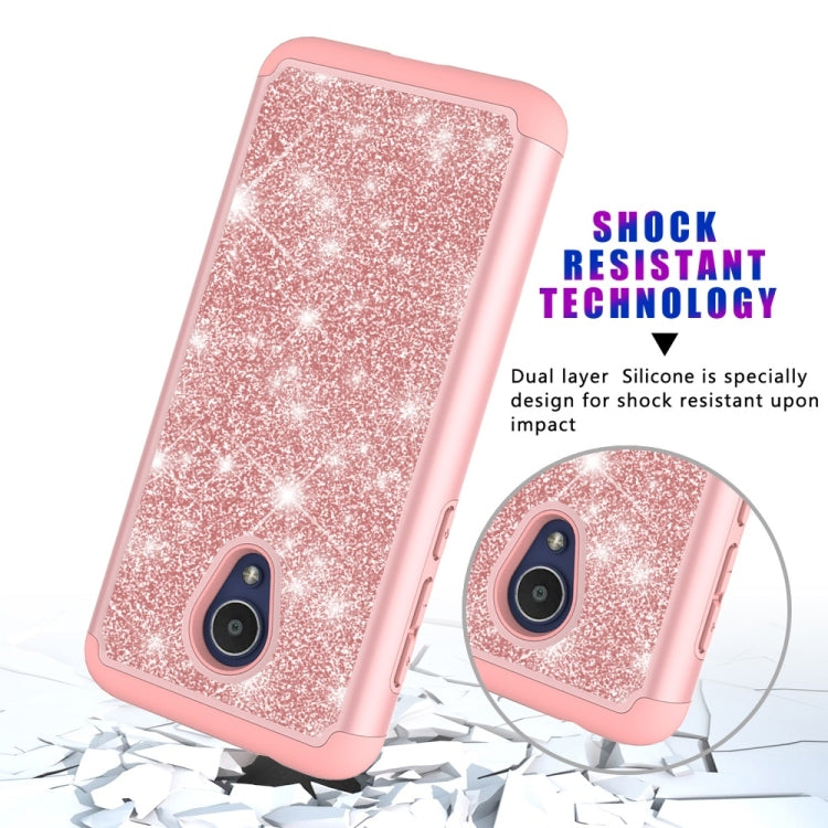 Glitter Powder Contrast Skin Shockproof Silicone + PC Protective Case for Alcatel 1X Evolve / Alcatel TCL LX / Alcatel IdealXtra 2018