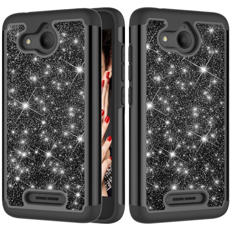 Glitter Powder Contrast Skin Shockproof Silicone + PC Protective Case for Alcatel Tetra