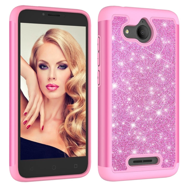 Glitter Powder Contrast Skin Shockproof Silicone + PC Protective Case for Alcatel Tetra