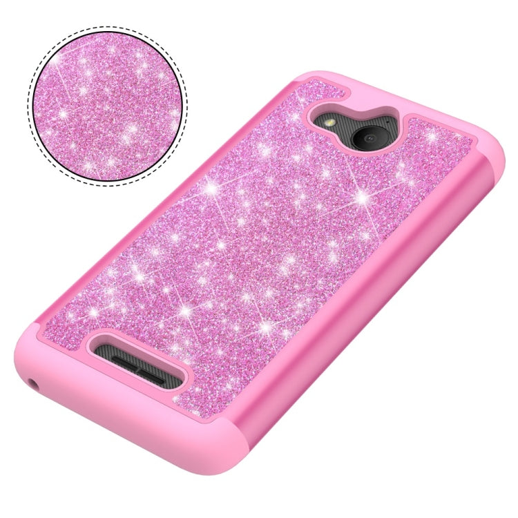 Glitter Powder Contrast Skin Shockproof Silicone + PC Protective Case for Alcatel Tetra