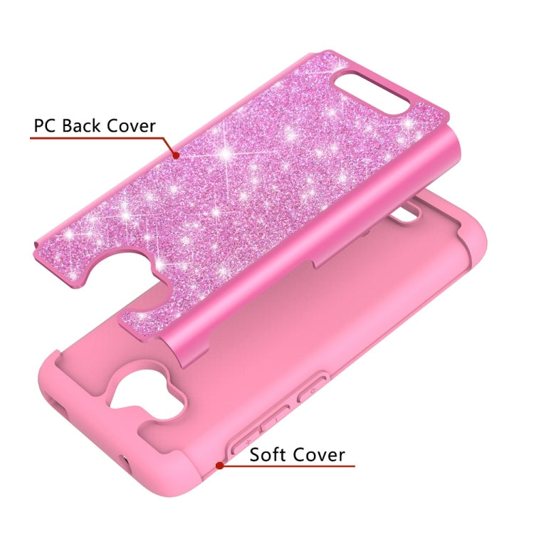 Glitter Powder Contrast Skin Shockproof Silicone + PC Protective Case for Alcatel Tetra