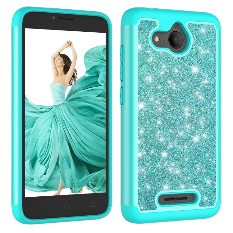 Glitter Powder Contrast Skin Shockproof Silicone + PC Protective Case for Alcatel Tetra