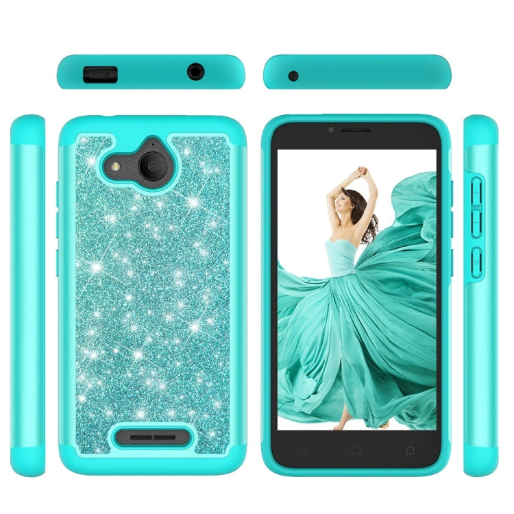 Glitter Powder Contrast Skin Shockproof Silicone + PC Protective Case for Alcatel Tetra