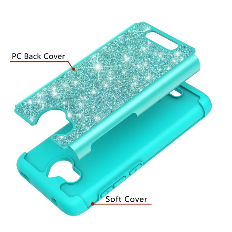 Glitter Powder Contrast Skin Shockproof Silicone + PC Protective Case for Alcatel Tetra