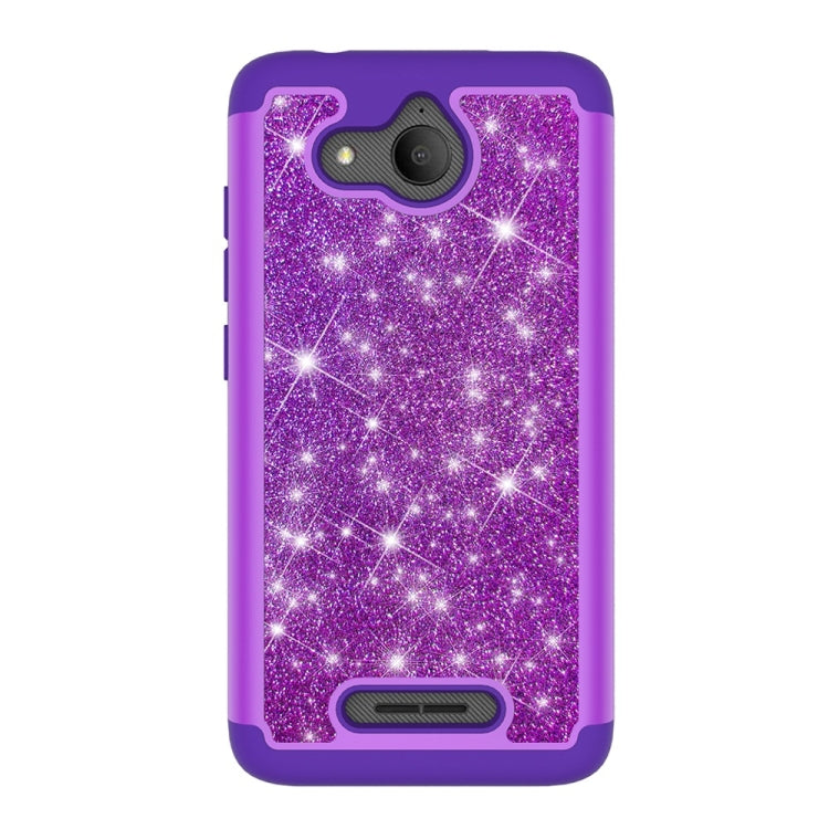 Glitter Powder Contrast Skin Shockproof Silicone + PC Protective Case for Alcatel Tetra