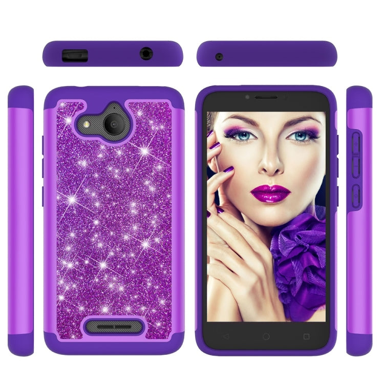 Glitter Powder Contrast Skin Shockproof Silicone + PC Protective Case for Alcatel Tetra
