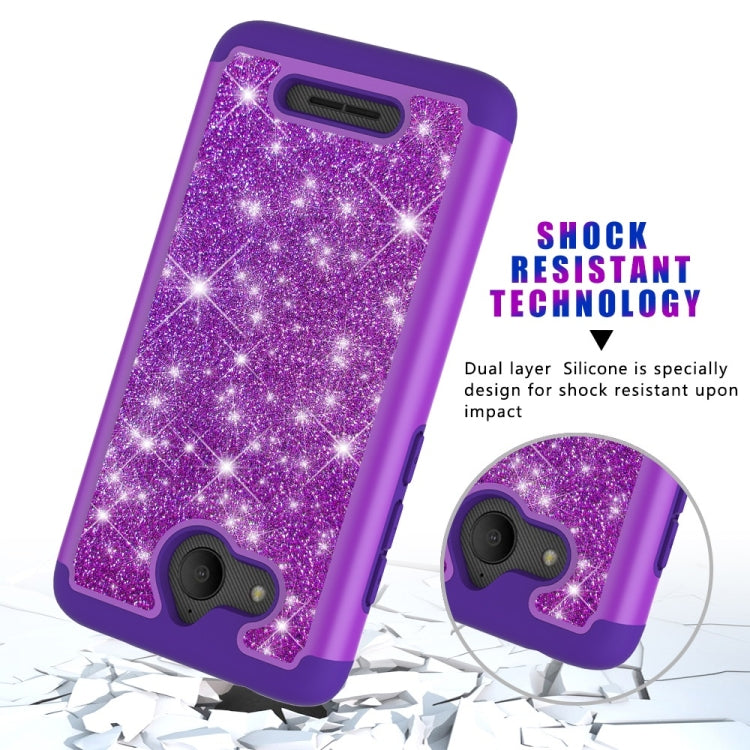 Glitter Powder Contrast Skin Shockproof Silicone + PC Protective Case for Alcatel Tetra