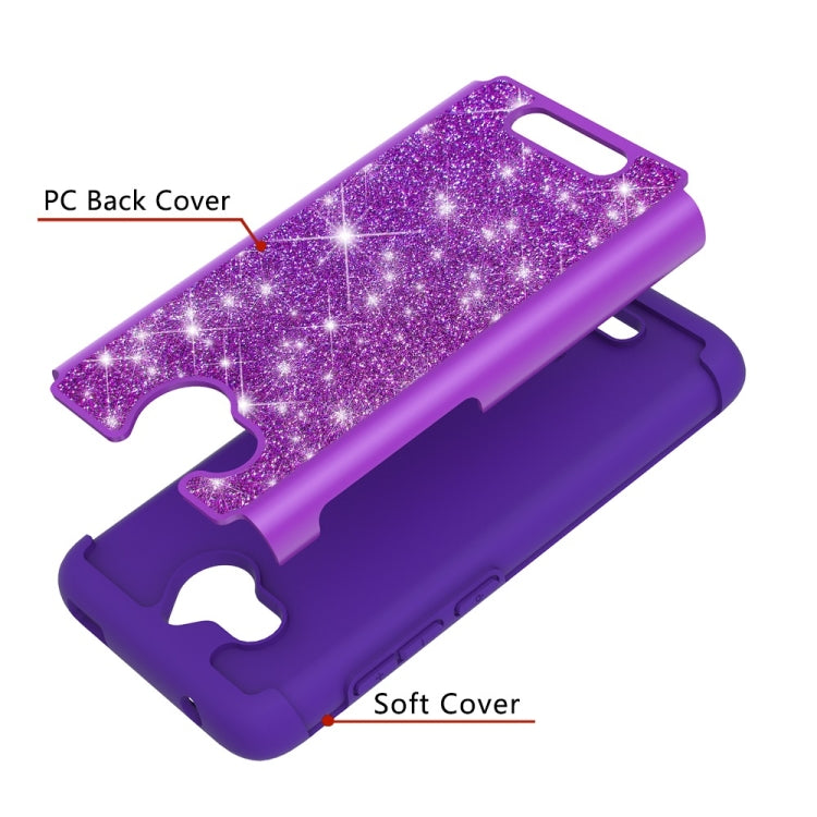 Glitter Powder Contrast Skin Shockproof Silicone + PC Protective Case for Alcatel Tetra