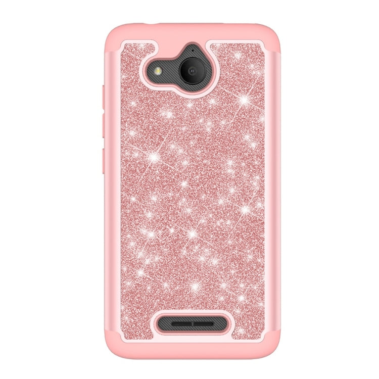Glitter Powder Contrast Skin Shockproof Silicone + PC Protective Case for Alcatel Tetra