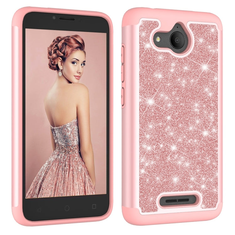 Glitter Powder Contrast Skin Shockproof Silicone + PC Protective Case for Alcatel Tetra