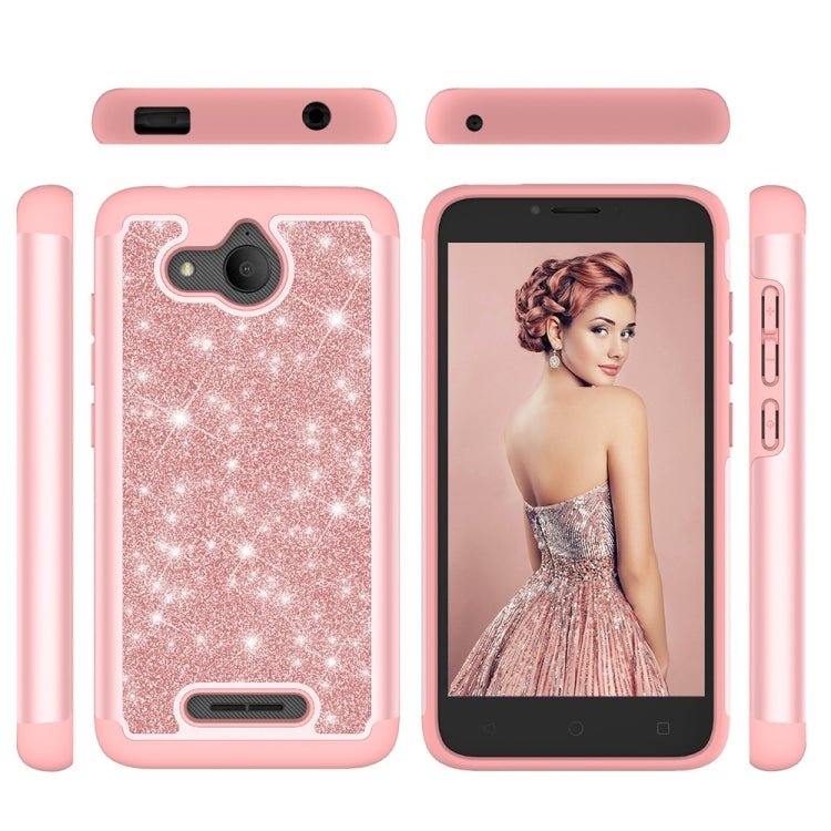 Glitter Powder Contrast Skin Shockproof Silicone + PC Protective Case for Alcatel Tetra